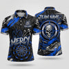 Maxcorners Darts Polo Shirt No Mercy Text Skull Crosshair Ribbon Arrow Target Board Multi Options Personalized Name, Team Name Unisex 3D Shirt (5 Colors)