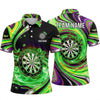Maxcorners Darts Polo Shirt Fluid Swirl Water Bubbles Liquid Wave Target Board Multi Options Personalized Name, Team Name Unisex 3D Shirt (5 Colors)