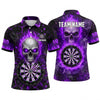 Maxcorners Darts Polo Shirt Screaming Skull Fiery Aura Lightning Strike Sparks Target Board Multi Options Personalized Name, Team Name Unisex 3D Shirt (5 Colors)