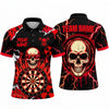 Maxcorners Darts Polo Shirt Radioactive Symbol Skull Sunglasses Lightning Bolts Toxic Slatter Target Board Multi Options Personalized Name, Team Name Unisex 3D Shirt (5 Colors)