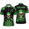 Maxcorners Darts Polo Shirt Crowned Skull King Crossed Arrows Dripping Slime Graffiti Target Board Multi Options Personalized Name, Team Name Unisex 3D Shirt (5 Colors)