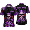 Maxcorners Darts Polo Shirt Crowned Skull King Crossed Arrows Dripping Slime Graffiti Target Board Multi Options Personalized Name, Team Name Unisex 3D Shirt (5 Colors)