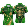 Maxcorners Darts Polo Shirt Elegant Shield Emblem Curved Golden Lines Geometric Mesh Target Board Multi Options Personalized Name, Team Name Unisex 3D Shirt (4 Colors)
