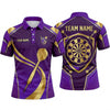Maxcorners Darts Polo Shirt Elegant Shield Emblem Curved Golden Lines Geometric Mesh Target Board Multi Options Personalized Name, Team Name Unisex 3D Shirt (4 Colors)