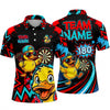 Maxcorners Darts Polo Shirt Cute Cool Duck Mascot Cap Sunglasses Graffiti Splatter Target Board Multi Options Personalized Name, Team Name Unisex 3D Shirt (5 Colors)