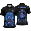 Maxcorners Darts Polo Shirt Royal Crowned Lion King Mane Crest Emblem Target Board Multi Options Personalized Name, Team Name Unisex 3D Shirt (5 Colors)