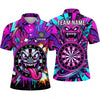 Maxcorners Darts Polo Shirt Crazy Monster Character Tongue Out Sharp Teeth Lightning Splatter Target Board Multi Options Personalized Name, Team Name Unisex 3D Shirt (5 Colors)