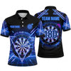 Maxcorners Darts Polo Shirt Let's Play Darts Text Retro Synthwave Grid Neon Rays Target Board Multi Options Personalized Name, Team Name Unisex 3D Shirt (5 Colors)