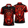 Maxcorners Darts Polo Shirt Powerful Roaring Lion King Mane Lightning Burst Target Board Multi Options Personalized Name, Team Name Unisex 3D Shirt (5 Colors)