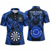 Maxcorners Darts Polo Shirt Ferocious Panther Mascot Claws Lightning Strike Glowing Aura Target Board Multi Options Personalized Name, Team Name Unisex 3D Shirt (5 Colors)