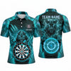 Maxcorners Darts Polo Shirt Ferocious Panther Mascot Claws Lightning Strike Glowing Aura Target Board Multi Options Personalized Name, Team Name Unisex 3D Shirt (5 Colors)