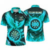 Maxcorners Darts Polo Shirt Flying Phoenix Wings Spread Flaming Feathers Glowing Target Board Multi Options Personalized Name, Team Name Unisex 3D Shirt (5 Colors)