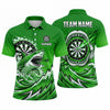 Maxcorners Darts Polo Shirt Fierce Shark Open Mouth Sharp Teeth Ocean Waves Splatter Target Board Multi Options Personalized Name, Team Name Unisex 3D Shirt (4 Colors)