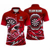 Maxcorners Darts Polo Shirt Fierce Shark Open Mouth Sharp Teeth Ocean Waves Splatter Target Board Multi Options Personalized Name, Team Name Unisex 3D Shirt (4 Colors)