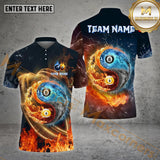 Maxcorners Billiard 8 Ball 9 Ball Yinyang Fire And Water Pattern Jersey Customized Name, Team Name 3D Polo Shirt