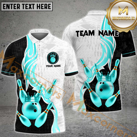 Maxcorner Bowling Ball & Pins Luxury Crown Multicolor Option Customized Name 3D Shirt (4 Colors)