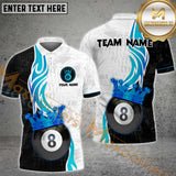 Maxcorners Billiards 8 Ball Crown King Gradient Line Premium Multicolor Options Personalized Name, Team Name 3D Polo Shirt (4 Colors)