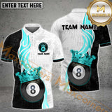 Maxcorners Billiards 8 Ball Crown King Gradient Line Premium Multicolor Options Personalized Name, Team Name 3D Polo Shirt (4 Colors)