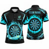 Maxcorners Darts Polo Shirt Flaming Wavy Aura Swirl Ribbon Target Board Multi Options Personalized Name, Team Name Unisex 3D Shirt (5 Colors)