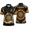 Maxcorners Darts Polo Shirt Flaming Wavy Aura Swirl Ribbon Target Board Multi Options Personalized Name, Team Name Unisex 3D Shirt (5 Colors)