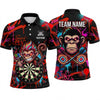 Maxcorners Darts Polo Shirt Funny Monkey Chimp Mascot Street Art Graffiti Paint Splatter Target Board Multi Options Personalized Name, Team Name Unisex 3D Shirt (5 Colors)