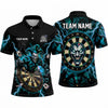 Maxcorners Darts Polo Shirt Evil Joker Clown Mascot Playing Cards Electric Lightning Target Board Multi Options Personalized Name, Team Name Unisex 3D Shirt (5 Colors)