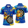 Maxcorners Darts Polo Shirt Cute Crowned Duck Mascot Sunglasses Stars Paint Splatter Target Board Multi Options Personalized Name, Team Name Unisex 3D Shirt (5 Colors)