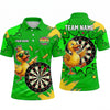 Maxcorners Darts Polo Shirt Cute Crowned Duck Mascot Sunglasses Stars Paint Splatter Target Board Multi Options Personalized Name, Team Name Unisex 3D Shirt (5 Colors)