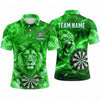 Maxcorners Darts Polo Shirt Roaring Lion Mascot Fiery Lightning Smoke Aura Target Board Multi Options Personalized Name, Team Name Unisex 3D Shirt (5 Colors)