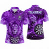 Maxcorners Darts Polo Shirt Roaring Lion Mascot Fiery Lightning Smoke Aura Target Board Multi Options Personalized Name, Team Name Unisex 3D Shirt (5 Colors)