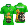 Maxcorners Darts Polo Shirt Funny Little Duck Mascot Crown Thumbs Up Target Board Multi Options Personalized Name, Team Name Unisex 3D Shirt (5 Colors)