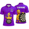 Maxcorners Darts Polo Shirt Funny Little Duck Mascot Crown Thumbs Up Target Board Multi Options Personalized Name, Team Name Unisex 3D Shirt (5 Colors)