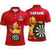 Maxcorners Darts Polo Shirt Funny Little Duck Mascot Crown Thumbs Up Target Board Multi Options Personalized Name, Team Name Unisex 3D Shirt (5 Colors)