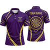 Maxcorners Darts Polo Shirt Elegant Curved Stripes Geometric Lines Crest Frame Target Board Multi Options Personalized Name, Team Name Unisex 3D Shirt (5 Colors)