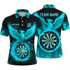 Maxcorners Darts Polo Shirt Flying Phoenix Bird Wings Spread Flaming Aura Glowing Target Board Multi Options Personalized Name, Team Name Unisex 3D Shirt (5 Colors)