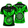 Maxcorners Darts Polo Shirt Flying Phoenix Bird Wings Spread Flaming Aura Glowing Target Board Multi Options Personalized Name, Team Name Unisex 3D Shirt (5 Colors)