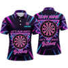Maxcorners Darts Polo Shirt Let's Play Darts Text Retro Geometric Triangle Neon Rays Target Board Multi Options Personalized Name, Team Name Unisex 3D Shirt (5 Colors)