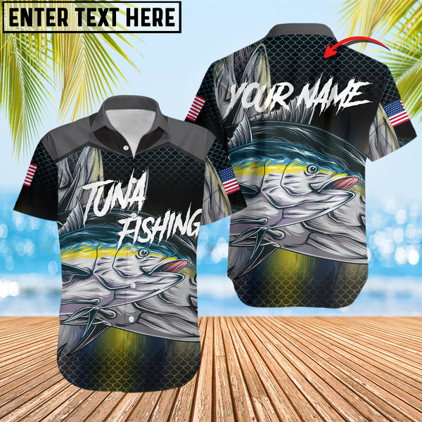 Maxcorner Tuna Personalized Fishing Water Flow 3D Hawaiian Shirt