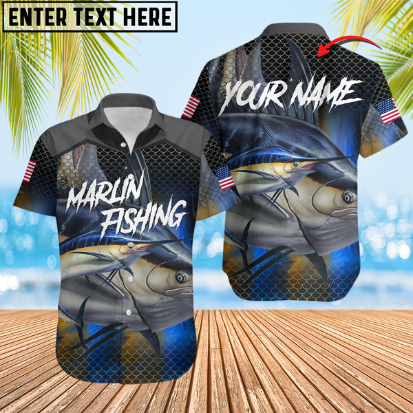 Maxcorner Marlin Personalized Fishing Water Flow 3D Hawaiian Shirt