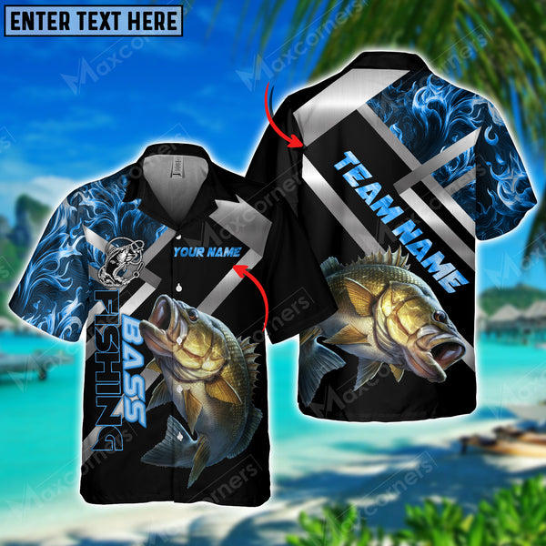 Maxcorners Fishing Bass Personalized All Over Print 3D Hawaiian Shirt