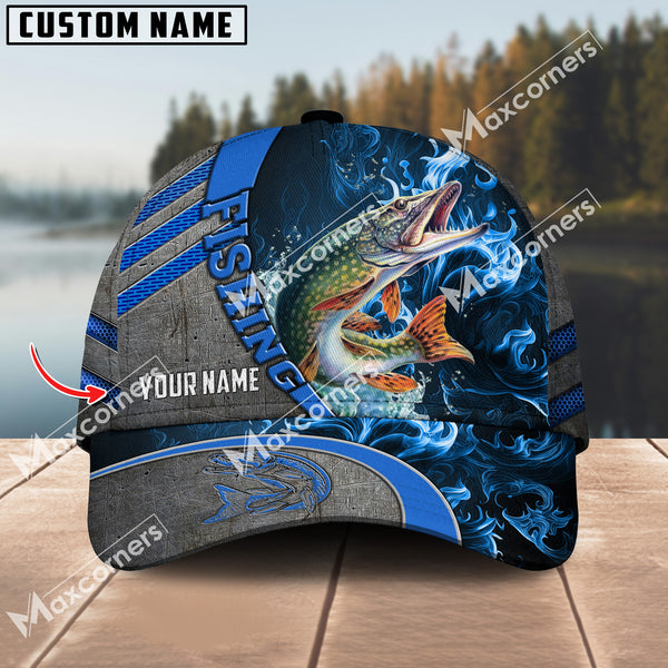 Maxcorners Pike Fishing Blue Smoke Pattern Personalized Classic 3D Cap