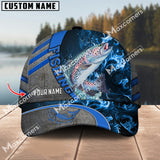 Maxcorners Salmon Fishing Blue Smoke Pattern Personalized Classic 3D Cap