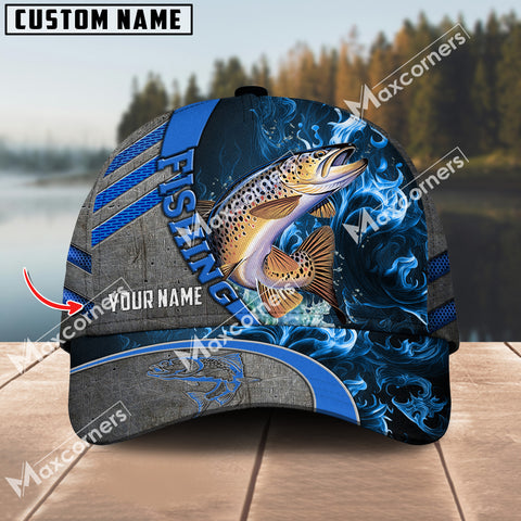 Maxcorners Trout Fishing Blue Smoke Pattern Personalized Classic 3D Cap