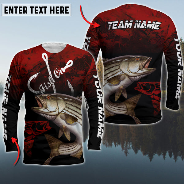 Maxcorner Stripped Bass Fishing  Personalized 3D Long Sleeve Shirt