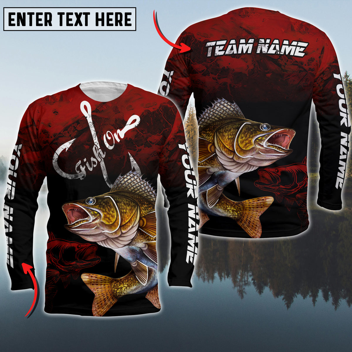 Maxcorner Walleye Fishing  Personalized 3D Long Sleeve Shirt