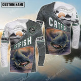 Maxcorner Catfish Fishing Fish Skin Pattern  Personalized 3D Long Sleeve Shirt