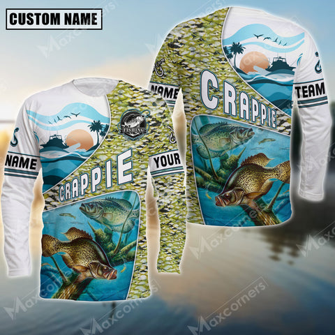 Maxcorner Crappie  Fishing Fish Skin Pattern  Personalized 3D Long Sleeve Shirt