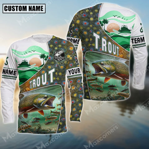 Maxcorner Trout  Fishing Fish Skin Pattern  Personalized 3D Long Sleeve Shirt