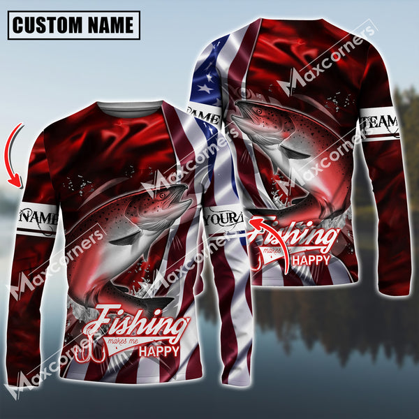 Maxcorner Chinook Fishing Jersey Red Lightning Pattern Personalized 3D Long Sleeve Shirt