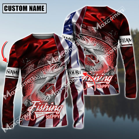 Maxcorner Trout Fishing Jersey Red Lightning Pattern Personalized 3D Long Sleeve Shirt